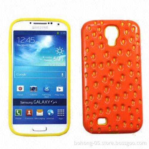 Hard Case for Samsung S4, Made of PC and Silicone, Strawberry Pattern PC + Silicone Combo